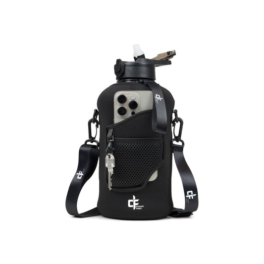 Grote Waterfles 2,2 Liter met Handvat – 2200 ML Drinkfles met Rietje & Bidon - BPA Vrij – 2.2 L - Zwart - Dynamic Force