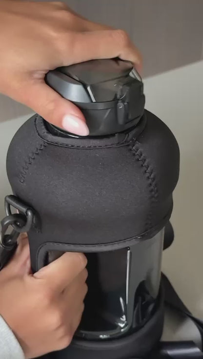 Grote Waterfles 2,2 Liter met Handvat – 2200 ML Drinkfles met Rietje & Bidon - BPA Vrij – 2.2 L - Zwart