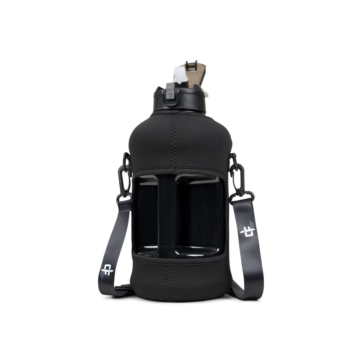 Grote Waterfles 2,2 Liter met Handvat – 2200 ML Drinkfles met Rietje & Bidon - BPA Vrij – 2.2 L - Zwart - Dynamic Force