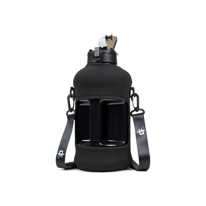 Grote Waterfles 2,2 Liter met Handvat – 2200 ML Drinkfles met Rietje & Bidon - BPA Vrij – 2.2 L - Zwart - Dynamic Force